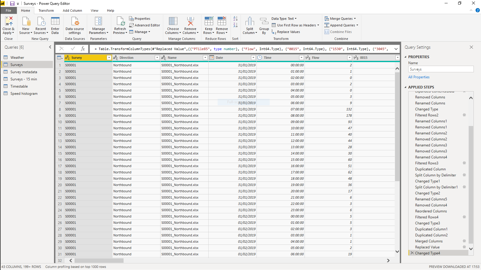 The Query Editor window in Power BI