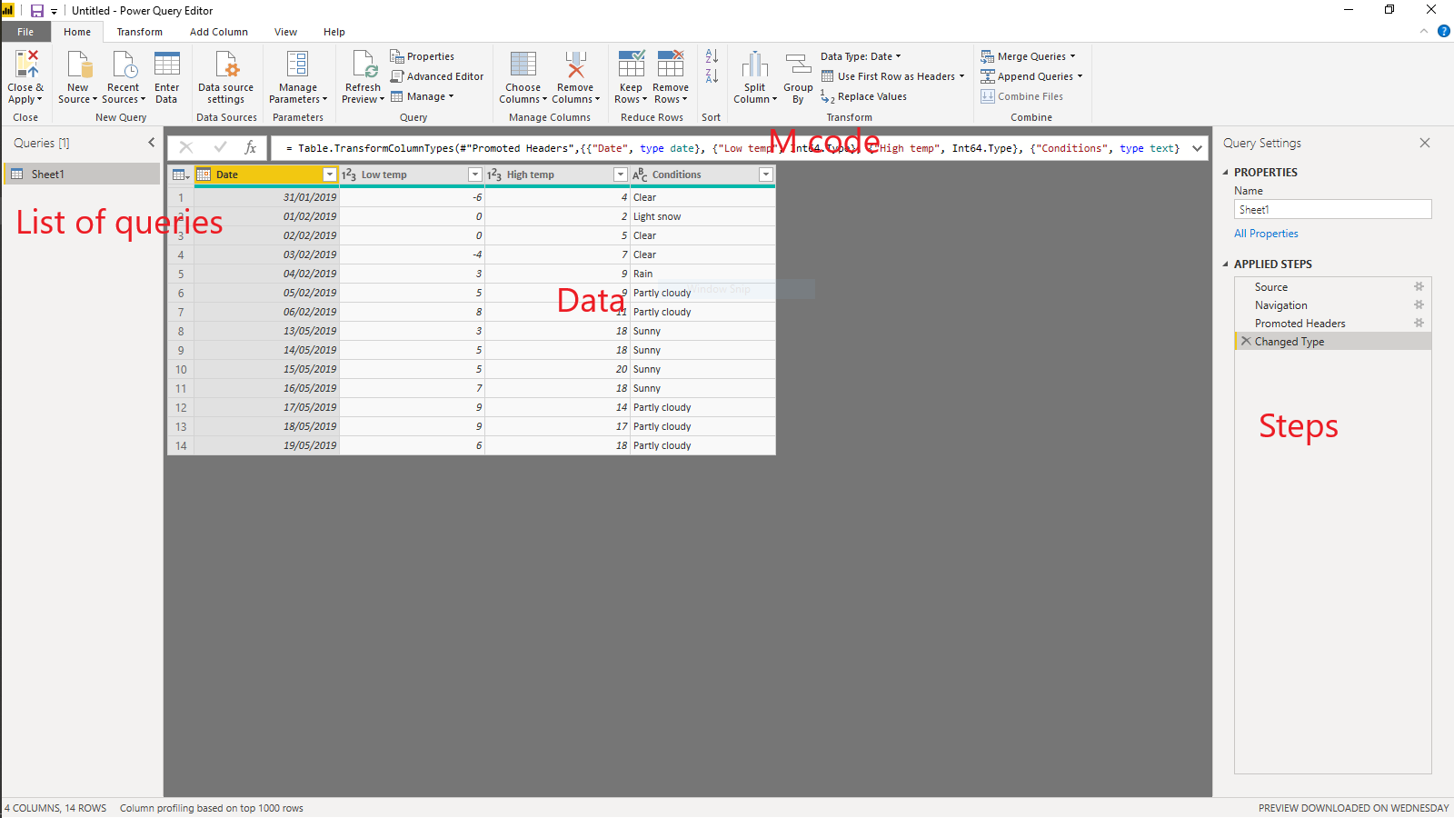 Power BI query engine window